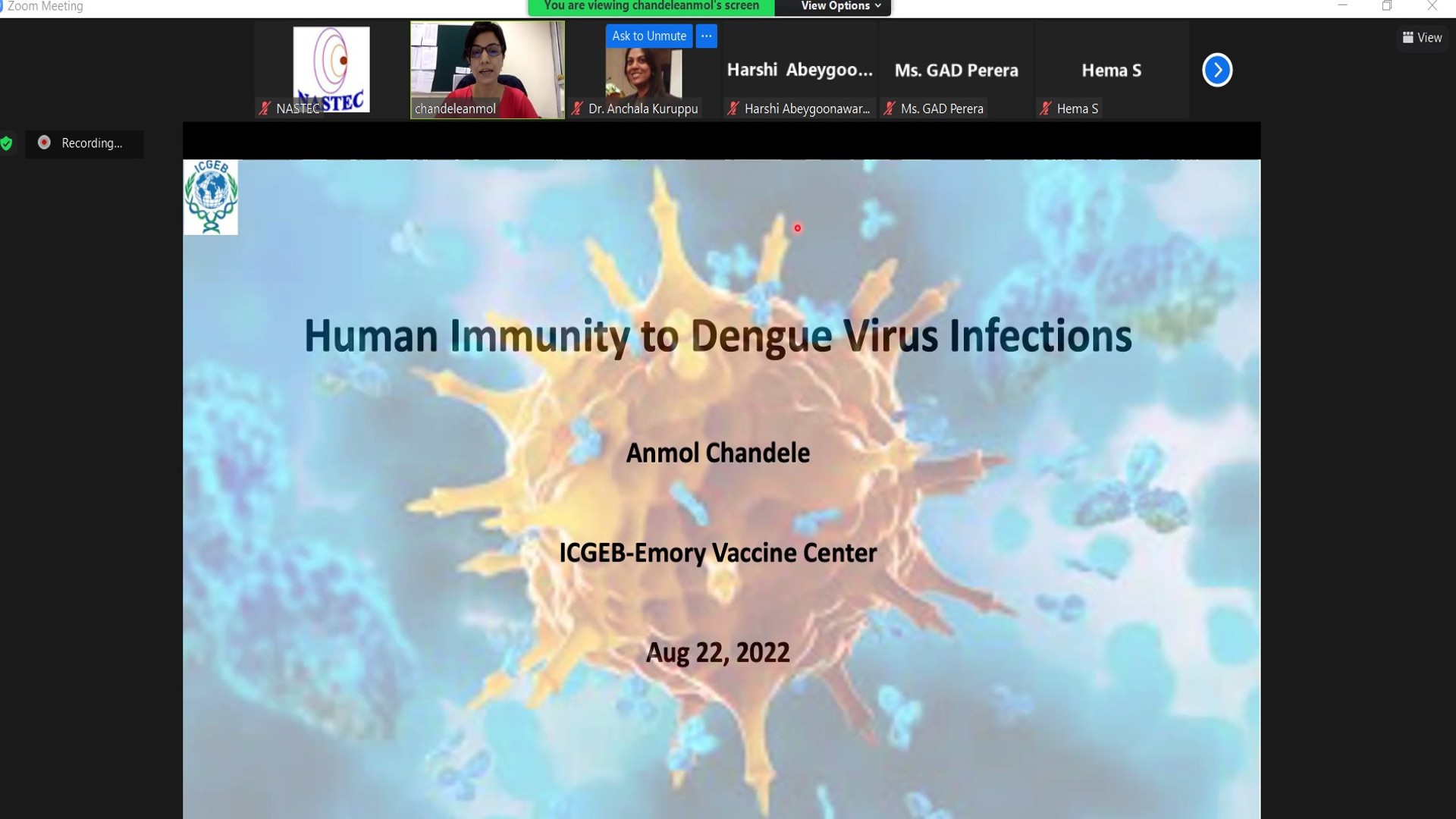 YSF Webinar on Human Immunity to Dengue Virus Infections