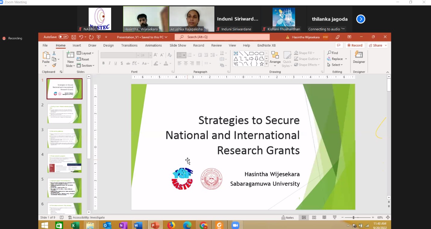 YSF skill development workshop on Strategies to Secure National and International Research Grants