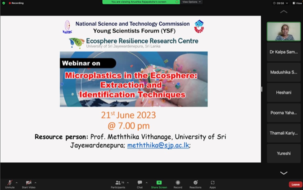 YSF Webinar on ‘Microplastics in the Ecosphere: Extraction and Identification Techniques’