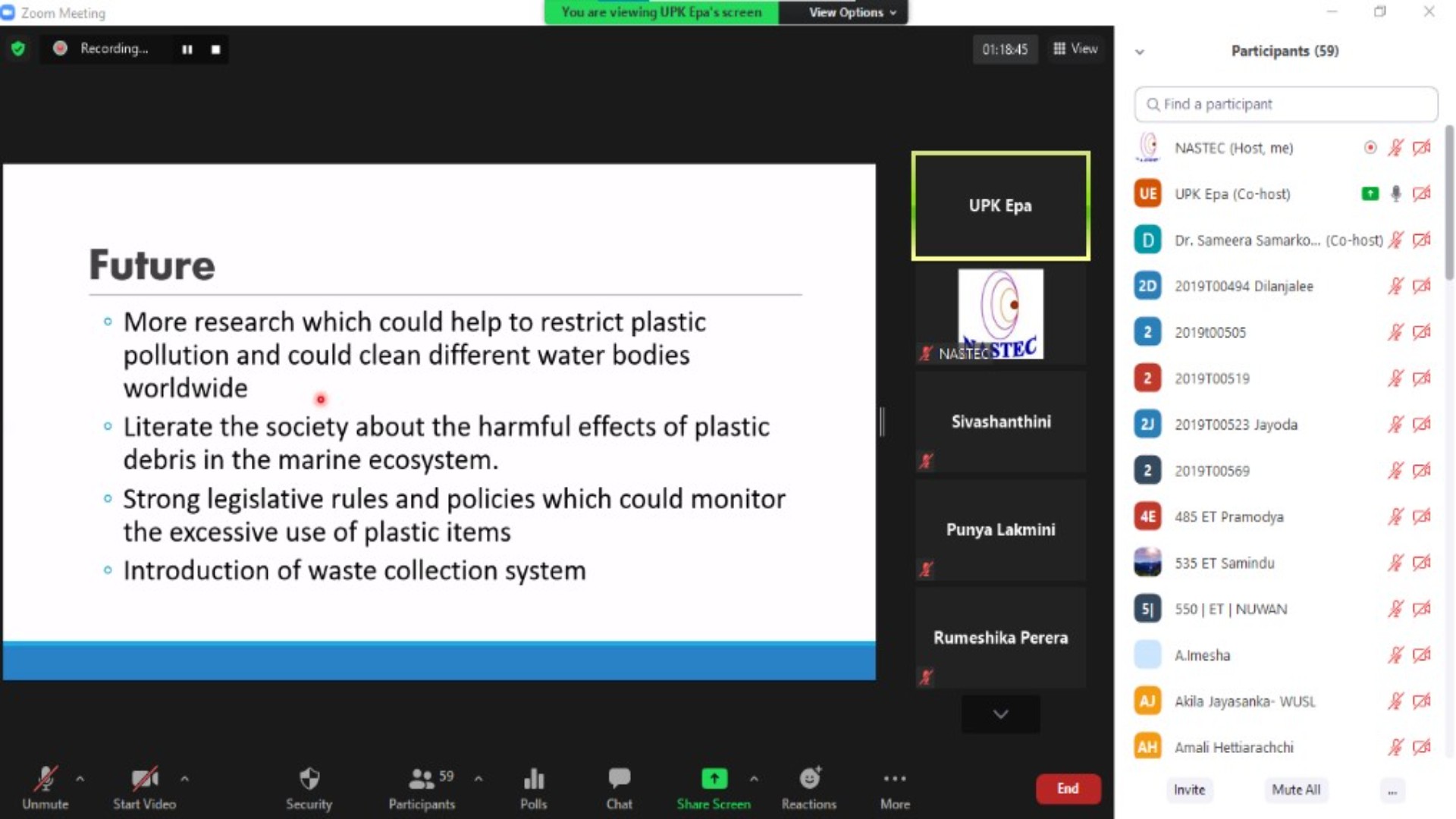 YSF Webinar on Ocean Plastic Pollution